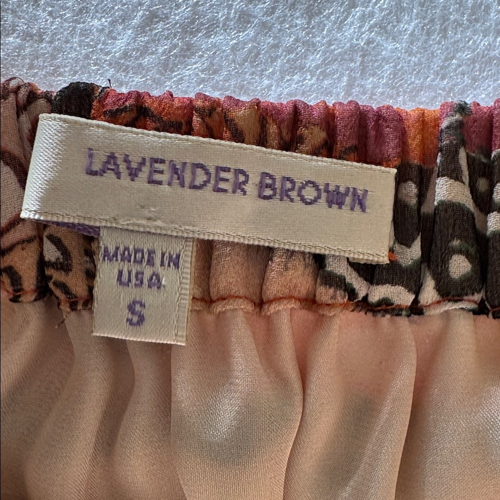 Silk Flowy Artsy Boho Off-Shoulder Mini Dress by Lavender‎ Brown Size Small - Picture 4 of 8